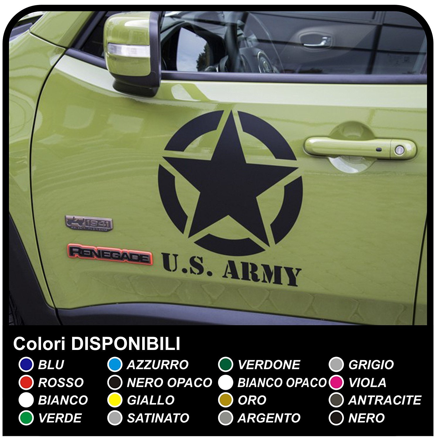 GRAFIC Aufkleber Klebstoffe für Auto Tür militärische Star Stern Sterne U.S. Army (Silber) von GRAFIC