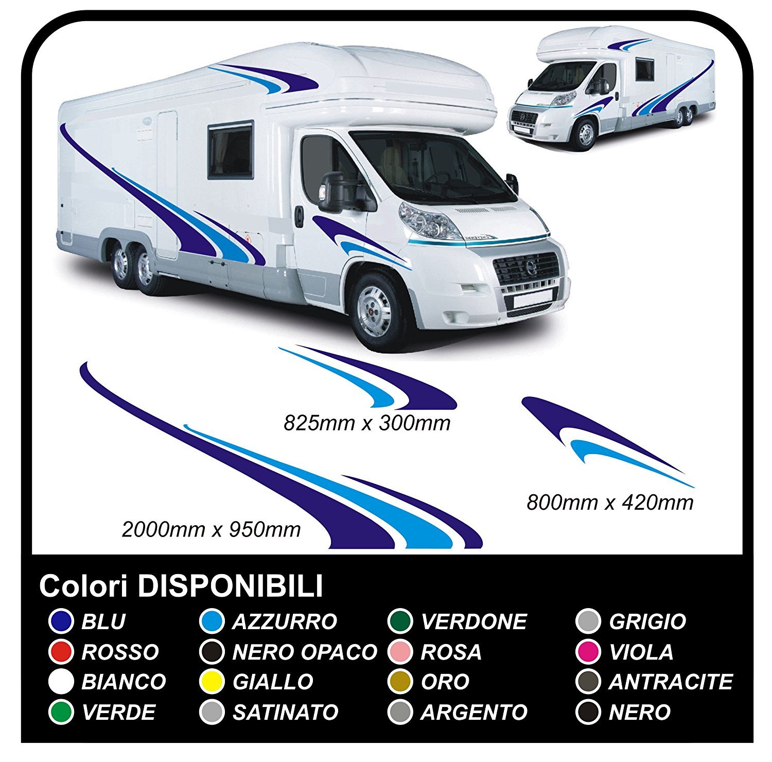 GRAFIC Aufkleber für Wohnmobile - Camper Graphics Vinyl Aufkleber Aufkleber Set RV Van RV Caravan Wohnmobil x 14 Aufkleber Kit komplett mit Stickers Wohnmobil Graphics 16 (Farben WIE IN Fotos) von GRAFIC