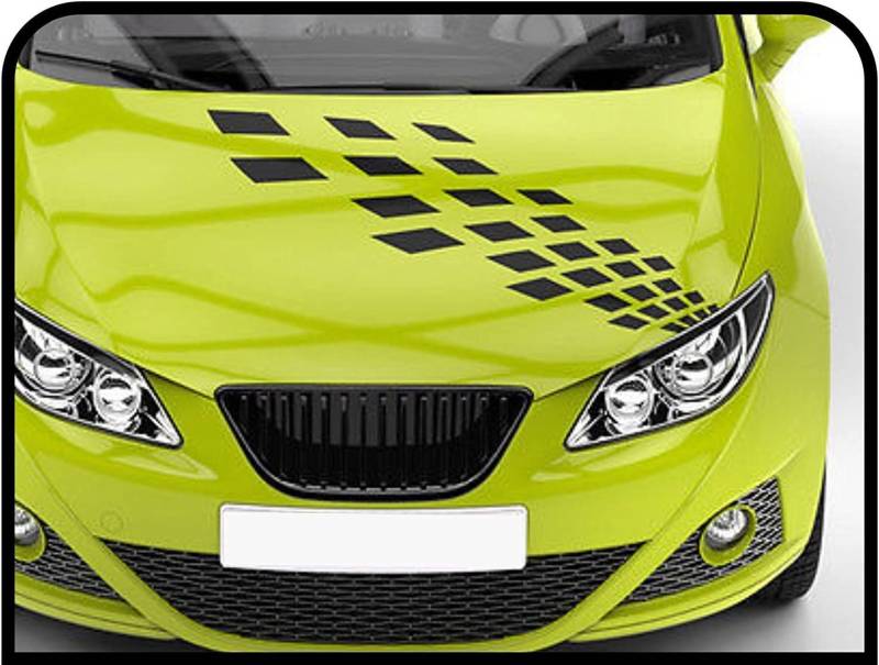 GRAFIC Selbstklebende Aufkleber Motorhaube Streifen Zielflagge für Auto Dekoration Aufkleber klebrigen Bänder Haube Fronthaube Motorhaube Streifen Sportwagen-Tuning (Silber) von GRAFIC