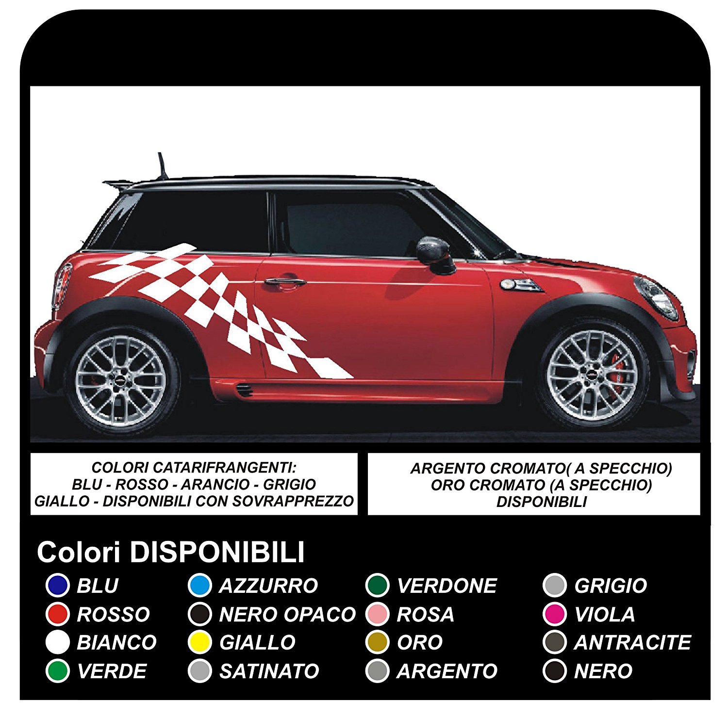 Seitenaufkleber für Autos Grafik kariert Auto Vinyl Klebestreifen (EINE ANDERE Color (Kontakt)) von GRAFIC