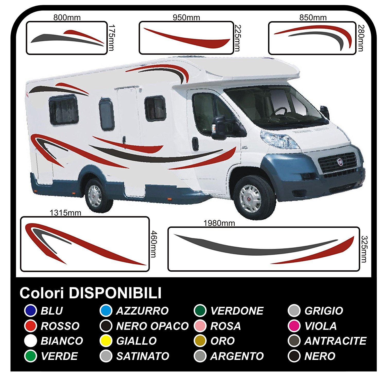 Wohnmobil Wohnwagen Grafik Dekoration Motorhome Aufkleber Camper Vinyl Grafiken Streifen Set RV Camper Van Caravan Reisemobil -Grafik 04- Stickers Decals (WIE AUF DEM Bild Gezeigt) von GRAFIC