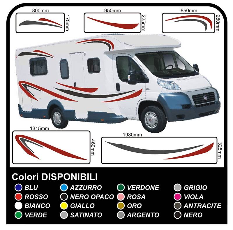 Wohnmobil Wohnwagen Grafik Dekoration Motorhome Aufkleber Camper Vinyl Grafiken Streifen Set RV Camper Van Caravan Reisemobil -Grafik 04- Stickers Decals (WIE AUF DEM Bild Gezeigt) von GRAFIC