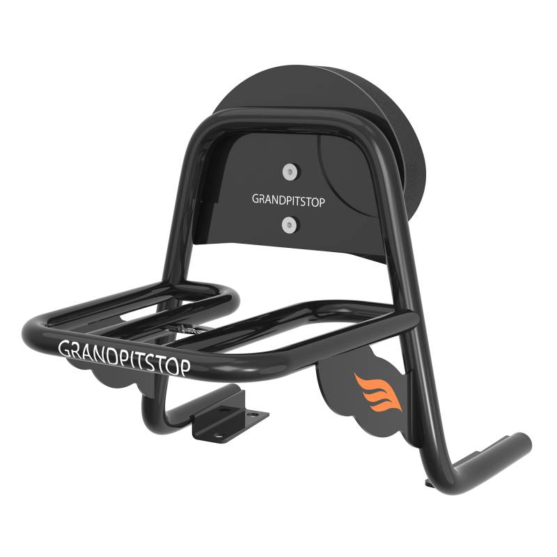 GRAND PITSTOP Motorcycle Top Rack with Backrest Compatible with Royal Enfield Continental GT 650 (Black) von GRAND PITSTOP