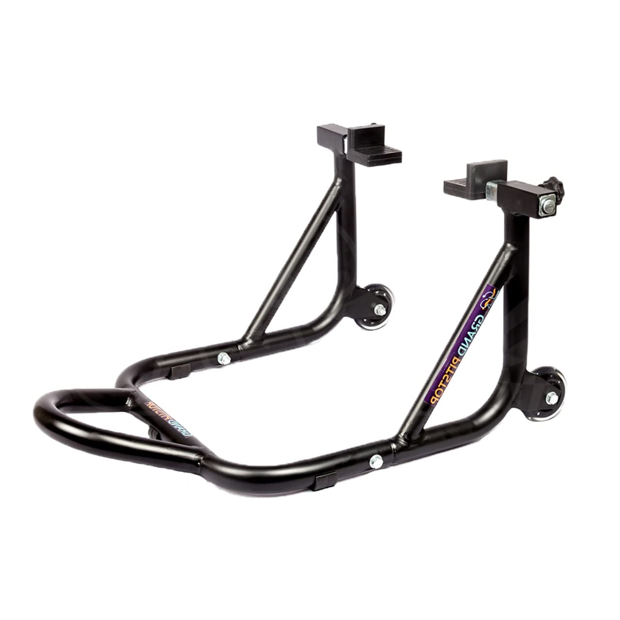 Grand Pitstop Universal Rear Paddock Stand for Bike Attached Skate Wheels with Swingarm Rest (Dismantable, Black) von GRAND PITSTOP