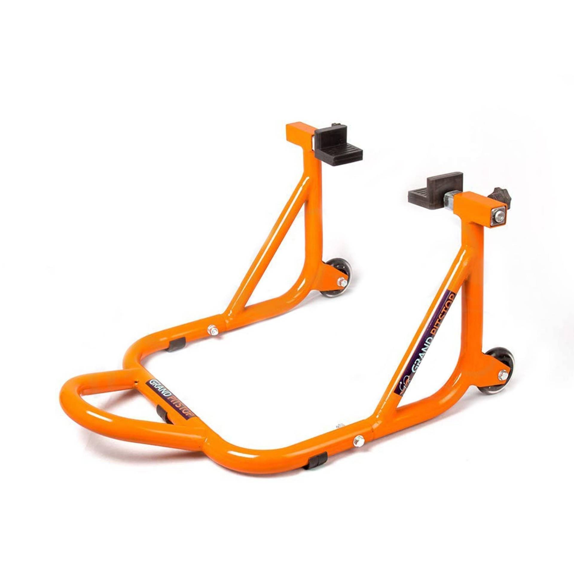 Grand Pitstop Universal Rear Paddock Stand for Motorcycle with Swingarm Rest (Dismantable with Skate Wheels, Orange, Motorcycle Weight Up to 450 Kgs) von GRAND PITSTOP