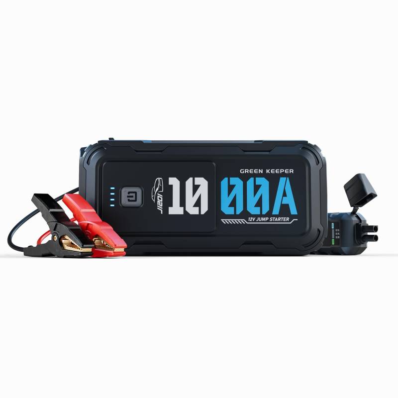 Starthilfe Powerbank 1000A Tragbarer 12V Starthilfekabel & Booster für Benzin 3.5L, Diesel 5.0L Auto Starthilfe mit Jump Starter Safe Autobatterie Booster KFZ Effizient für alle Wetterlagen von GREEN KEEPER