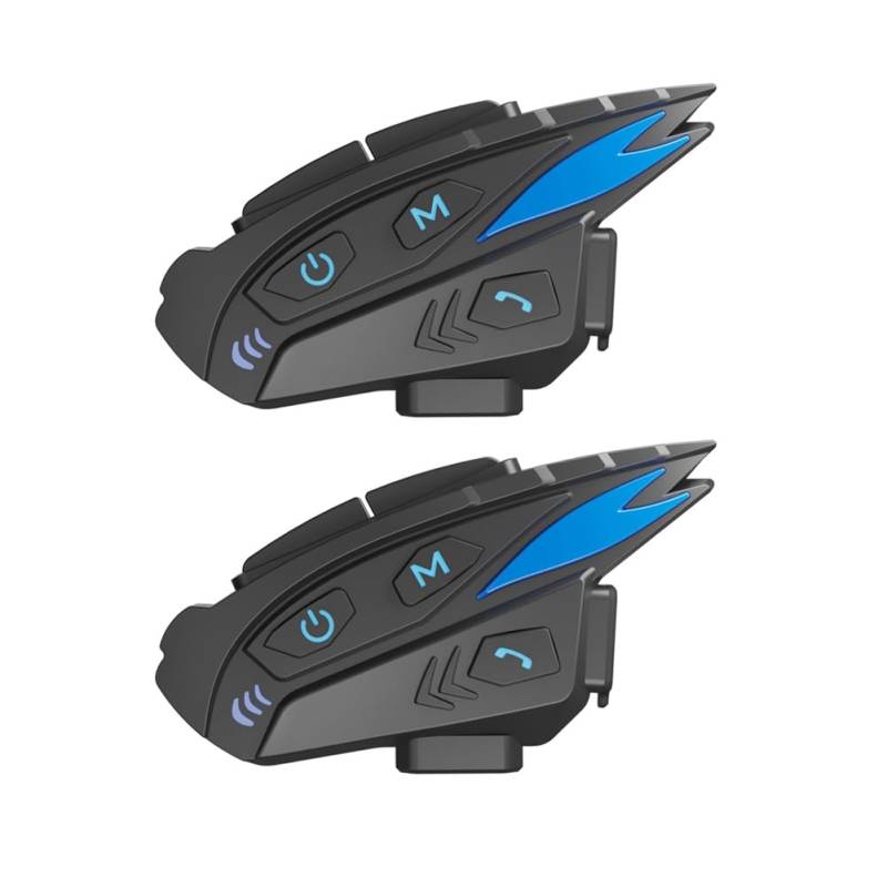 GREOHNMPAW 2er-Set Motorradhelm-Headset Bluetooth 5.1 EIN-Knopf-Netzwerk Kostenlose Kopplung 10-Personen-Gegensprechanlage Reichweite 2 Km von GREOHNMPAW