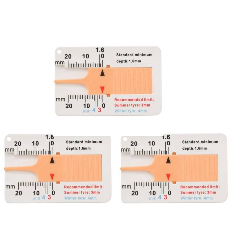 GREOHNMPAW 3X Reifenprofil Tiefenmesser Auto Motorrad Anhaenger Van Wheel von GREOHNMPAW