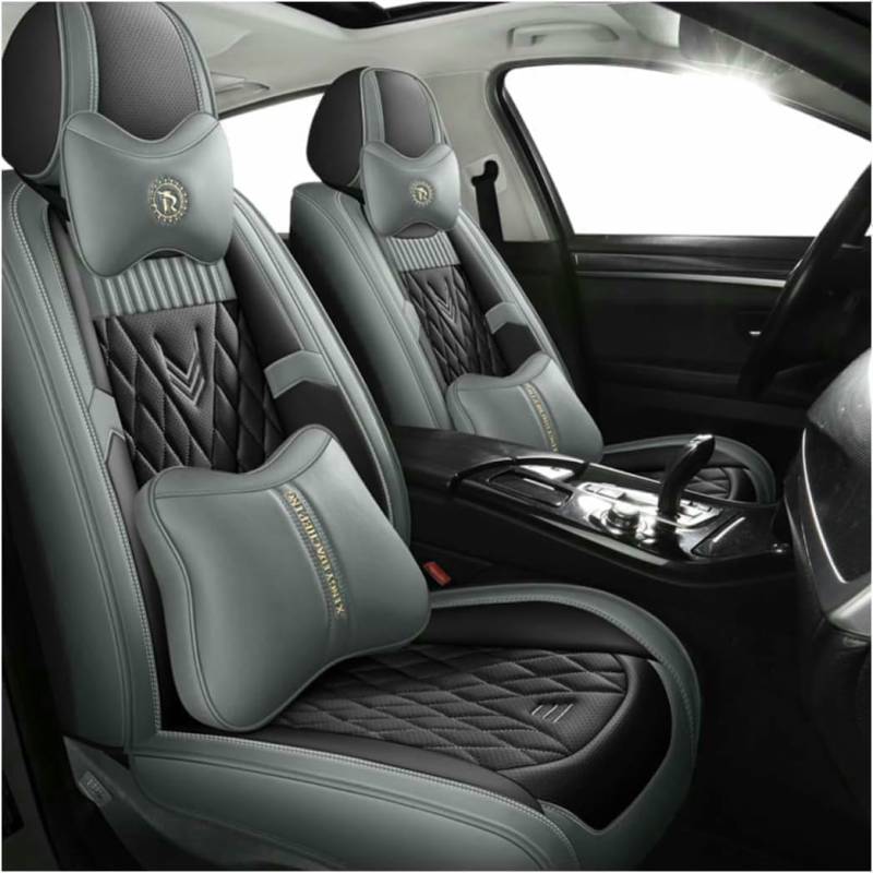 CLLYCRSM Universal-Autositzbezug-Sets für Citroen Picasso C4 C-Crosser C-Xr/Aircross Ds5 Ds6, passend für die meisten Autos, Seitenairbag-kompatibel, Grau von GRFERT