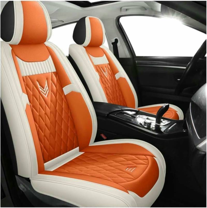 GRFERT CLLYCRSM Universal-Autositzbezug-Sets für Dodge Avenger Circuit Ev Durango Challenger Srt Charger Srt Viper Durango Srt, passend für die meisten Autos, Seitenairbag-kompatibel, Weiß und Orange von GRFERT