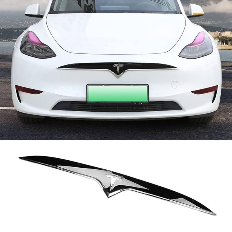 Auto-Kühlergrill-Zierstreifen, für Tesla Model Y Model 3, 3D-Kühlergrill-Abdeckung Außenmodifikation Zubehör Dreifarbiges ABS-Material,BlackSilver-Model Y von GRFIT