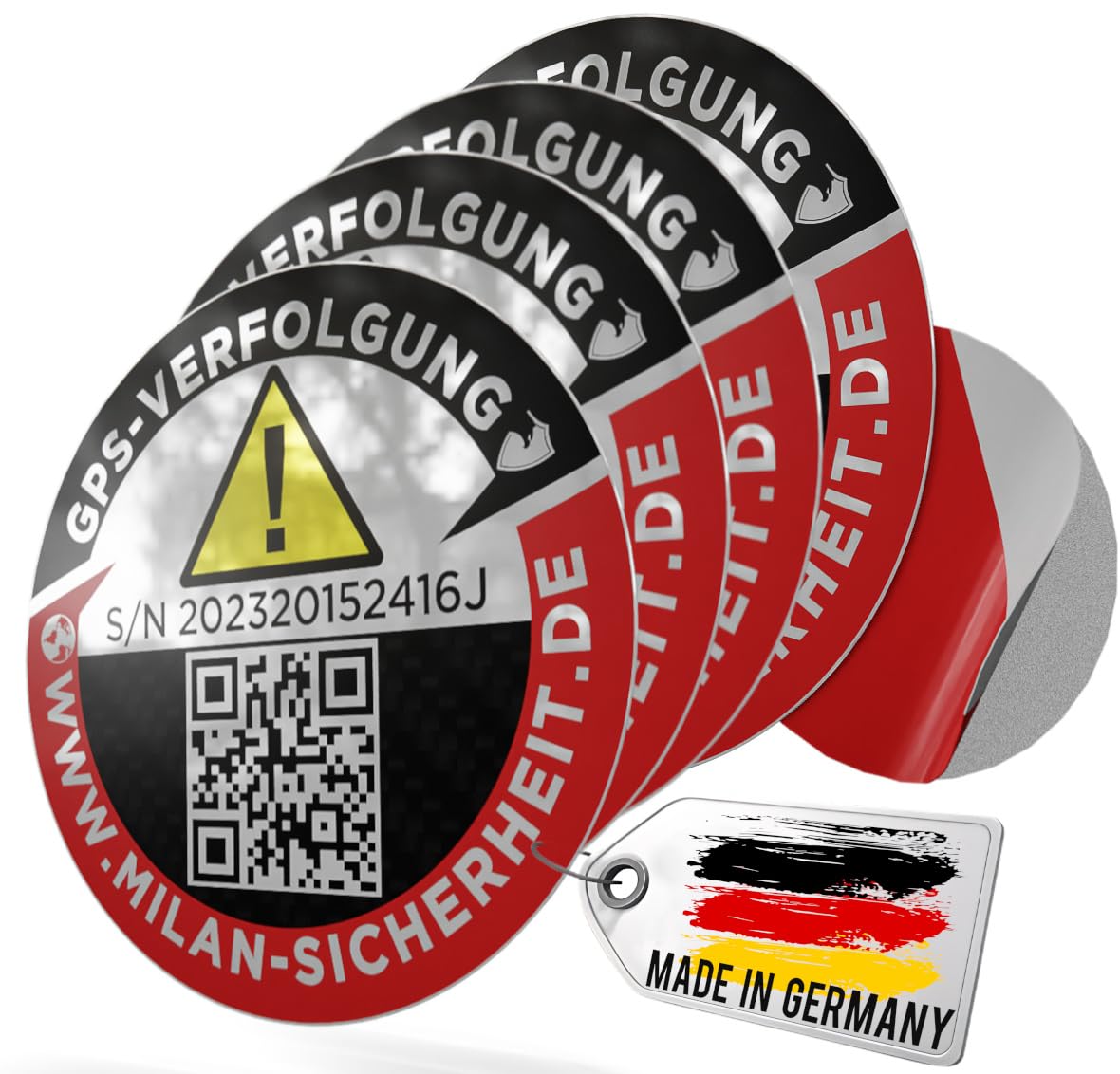 GRIP&BENDER GPS Anti-Diebstahl Aufkleber - Tracking Warnhinweis Sticker mit Webseite - Kleine Warnaufkleber (10 Stück, 32mm) von GRIP&BENDER