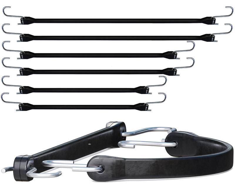 Spanngummi-Set 8-teilig | 25-105cm | Gummispanner mit S-Haken von GRIP&BENDER | EPDM Kautschuk Expander Outdoor geeignet Industriequalität Wirklich Extra Starke Spanngurte von GRIP&BENDER