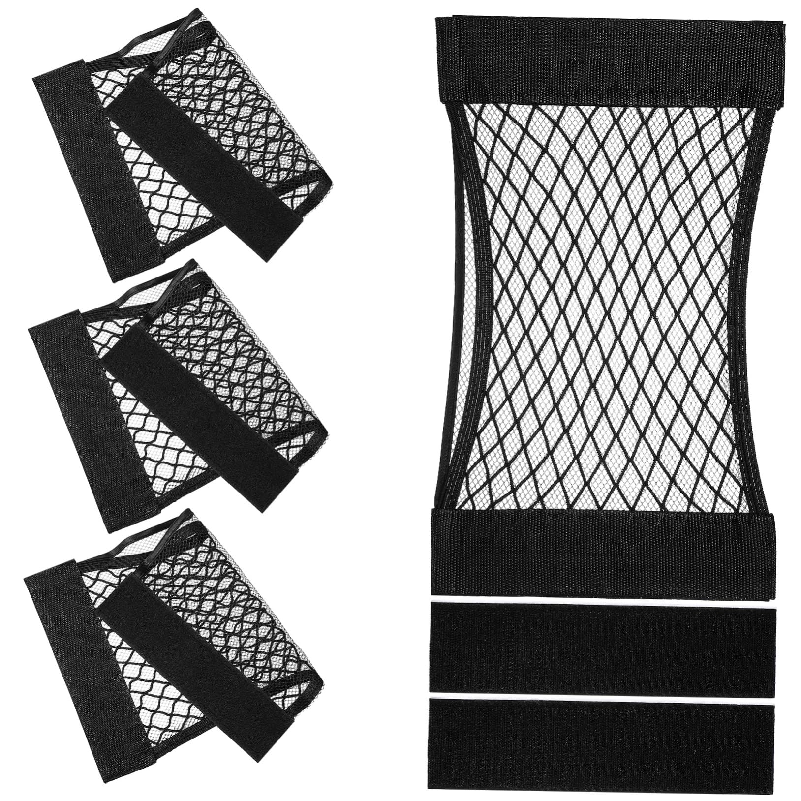GRIRIW 4 Stück Selbstklebendes Elastisches Aufbewahrungsnetz Für Auto Innenraum Frachtnetz Für Rückenlehne Tasche Zur Organisation Im Auto Schwarz 30x20 cm von GRIRIW