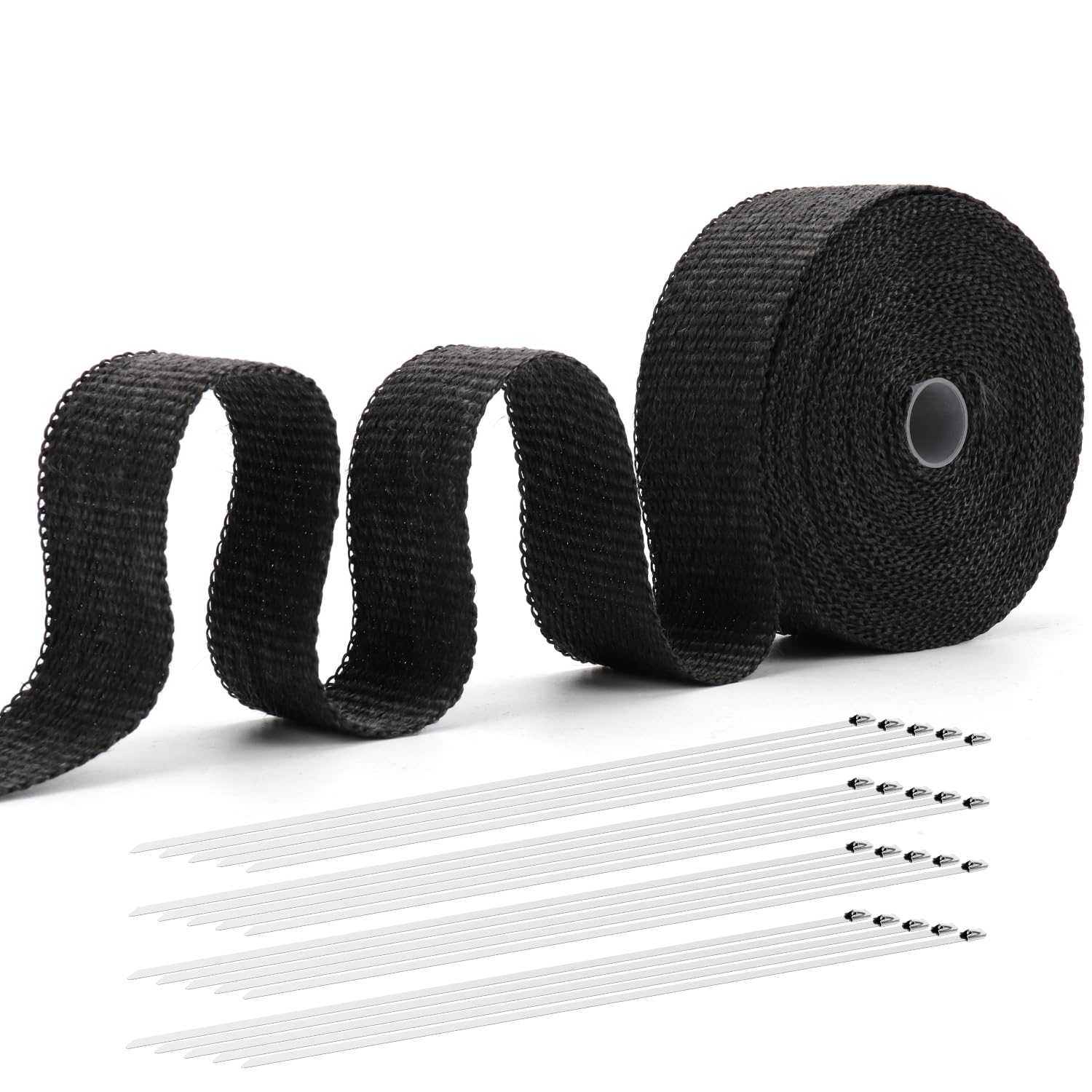 GROOFOO Hitzeschutzband Auspuff 12M,Auspuff Hitzeschutzband Schwarz mit 20 Edelstahl Kabelbinder,Auspuff Dichtband Hitzebeständig 550℃,Hitzeschutz Auspuff,Auspuffband für Motorra Auto Auspuffrohr GROOFOO Hitzeschutzband Auspuff 12M,Auspuff Hitzeschutzband Schwarz mit 20 Edelstahl Kabelbinder,Auspuff Dichtband Hitzebeständig 550℃,Hitzeschutz Auspuff,Auspuffband für Motorra Auto Auspuffrohr von GROOFOO