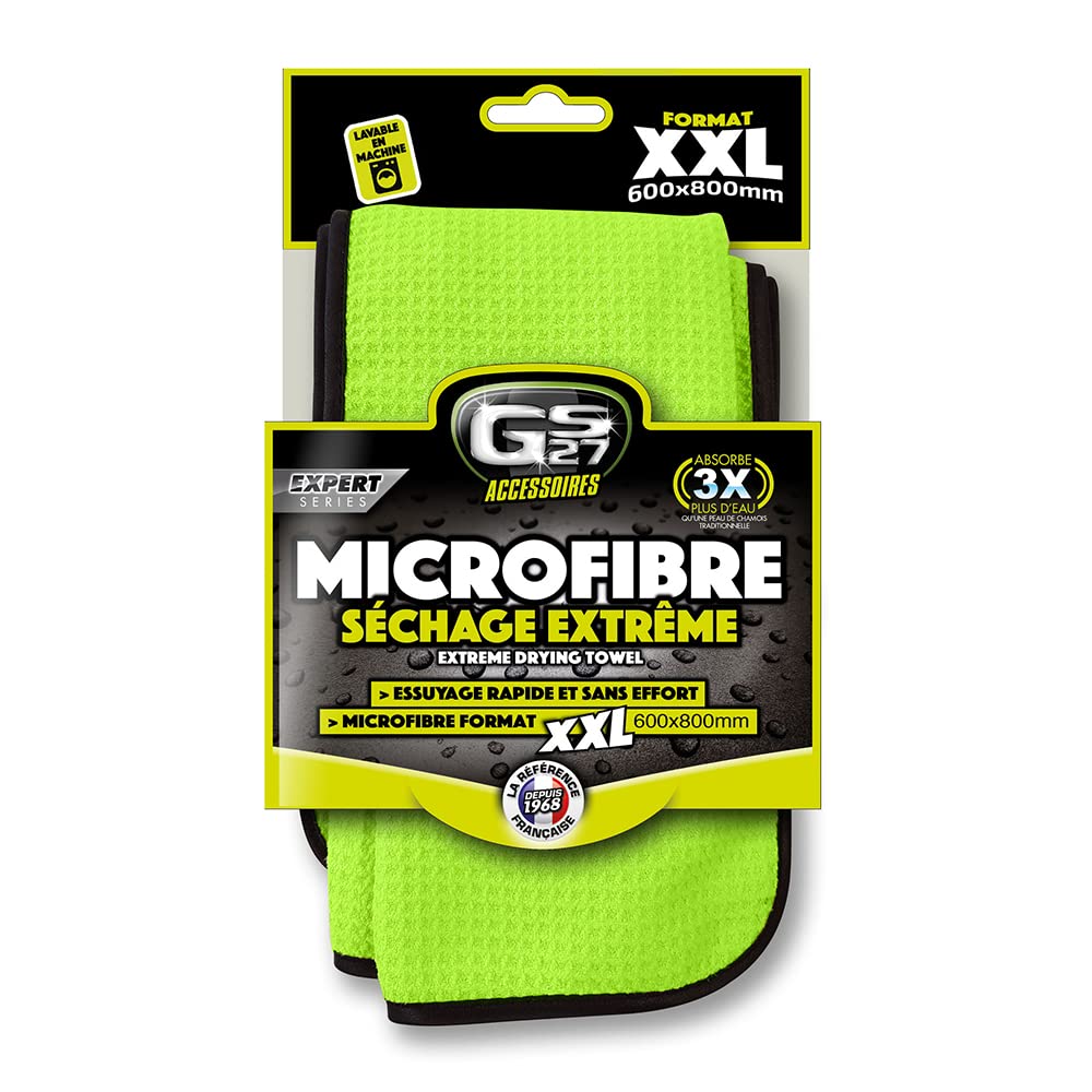 GS27 - Mikrofaser zum Trocknen extrem – Mikrofasertuch für Auto – Größe XXL (60 cm x 80 cm), Grün von GS27