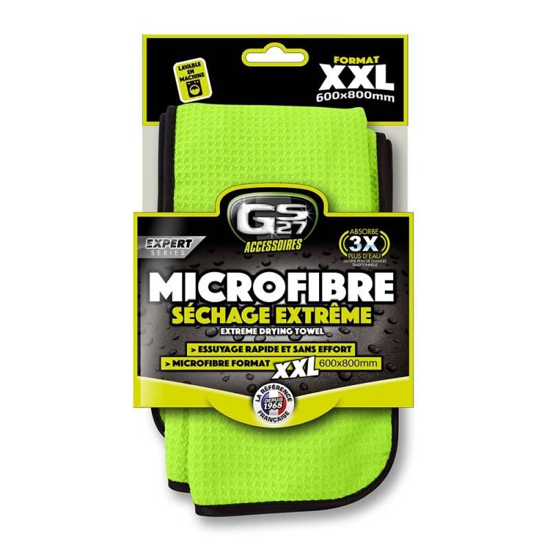 GS27 - Mikrofaser zum Trocknen extrem – Mikrofasertuch für Auto – Größe XXL (60 cm x 80 cm), Grün von GS27