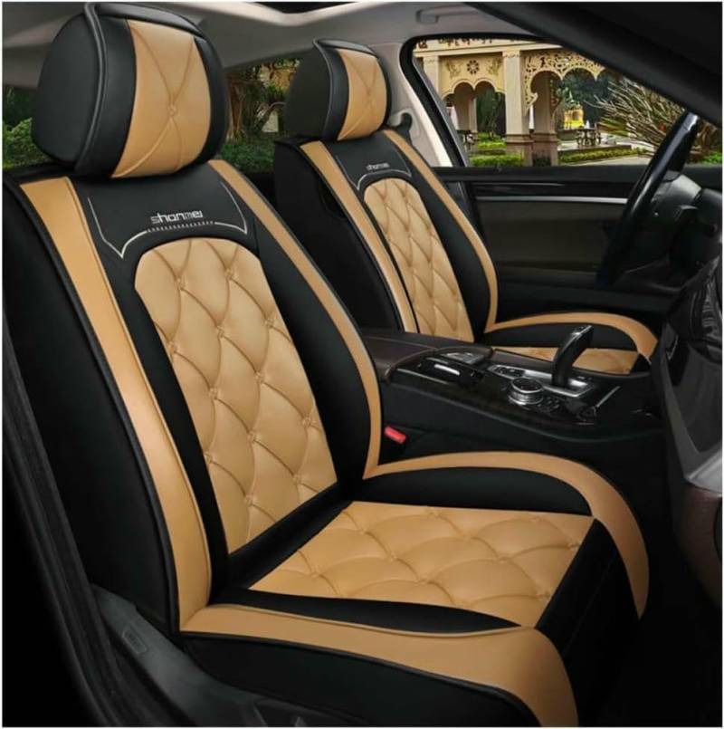GSDOMJ Autositzbezüge passend für MBZ GLB Klasse GLB 200d X247 GLB 220d X247 GLB 250 X247 GLB 200 X247, echtes Leder, wasserdicht und atmungsaktiv, 5-Sitzer-Sitzbezug, Autoteile, Beige von GSDOMJ