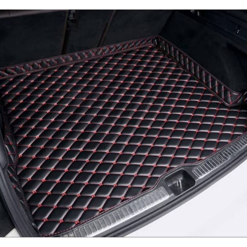 Für Au-di A3 Cabrio (8V) 2016-2020 Kofferraummatten Auto Rutschfester Kofferraummatte Kunstleder Kratzfest Kofferraumwanne Teppich Kofferraum Zubehör,C/Black-red von GSNG