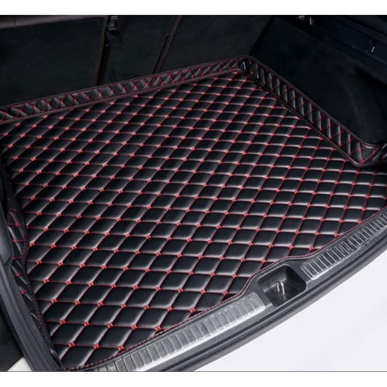 Für B-MW 5er G31 Touring Wagon 7.Gen 2017-2022 Kofferraummatten Auto Rutschfester Kofferraummatte Kunstleder Kratzfest Kofferraumwanne Teppich Kofferraum Zubehör,C/Black-red von GSNG