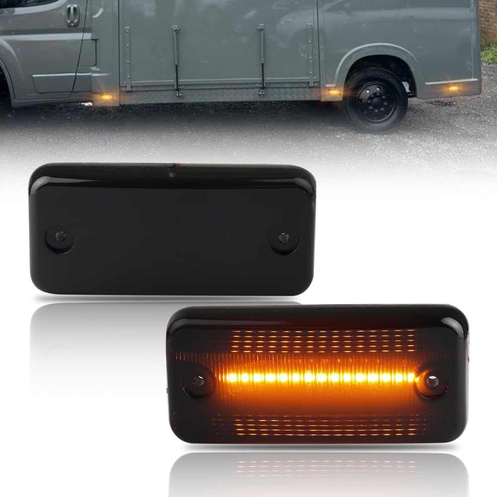 GSOWO LED Blinker Seitenblinker mit Canbus Fehlerfrei 2835 SMD für F-iat Ducato Citroen Relay Peugeot Boxer R-enault Trucks Magnum Cherokee, Voll-LED-Streifen Blinker, Schwarz, 2 Stücke GSOWO LED Blinker Seitenblinker mit Canbus Fehlerfrei 2835 SMD für F-iat Ducato Citroen Relay Peugeot Boxer R-enault Trucks Magnum Cherokee, Voll-LED-Streifen Blinker, Schwarz, 2 Stücke von GSOWO