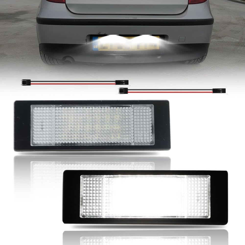 GSOWO LED Kennzeichenbeleuchtung für E81 E85 E86 E87 E89 E63 E64 F06 F12 F13 F20 F21 R55 R60 R61 Marea, [Langlebig & Effizient] Hochwertige Can-bus Fehlerfrei 18 SMD Nummernschildbeleuchtung, 2 Stücke von GSOWO