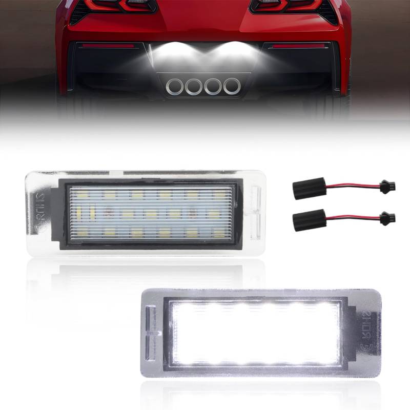 GSOWO LED Kennzeichenbeleuchtung für Mokka Insignia ATS CTS Corvette Camaro Sonic Cruze Verano Envision Allure Acadia, Hochwertige Can-bus Fehlerfrei 18 SMD Nummernschildbeleuchtung, 2 Stücke von GSOWO
