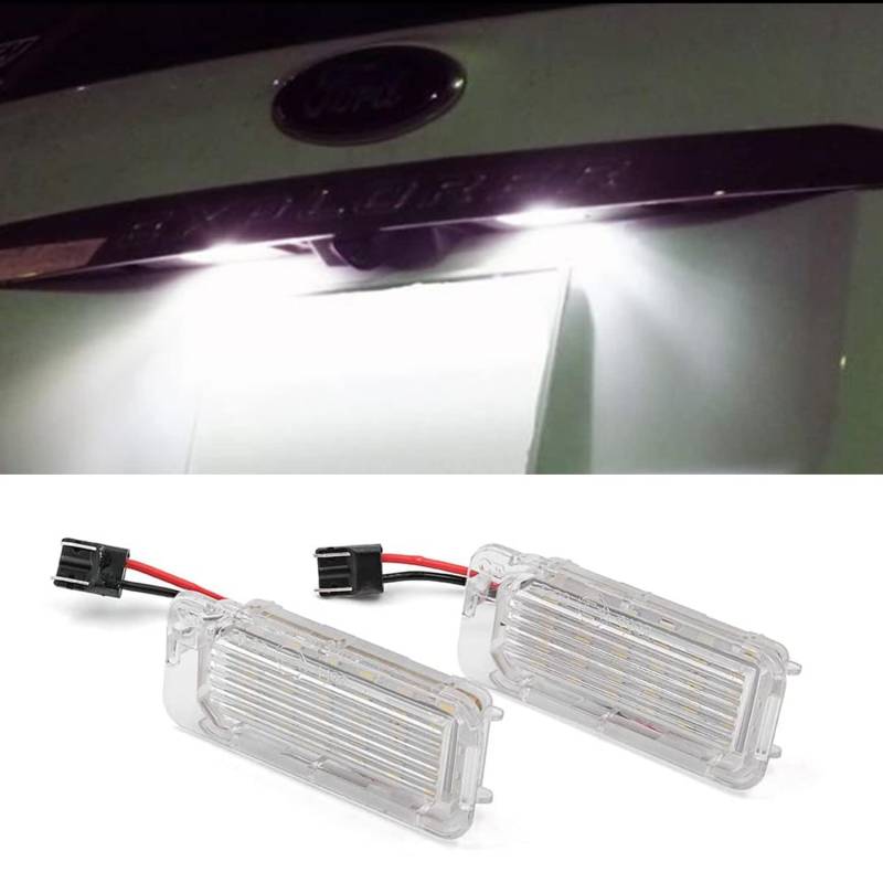 2 Stück kein Fehler hell weiß 6000K 18 SMD LED Kennzeichenbeleuchtung, hintere Kennzeichenbeleuchtung Montage Lampe Glühbirne Kompatibel mit Ford Focus 5D Mondeo Fiesta Kuga von GSRECY