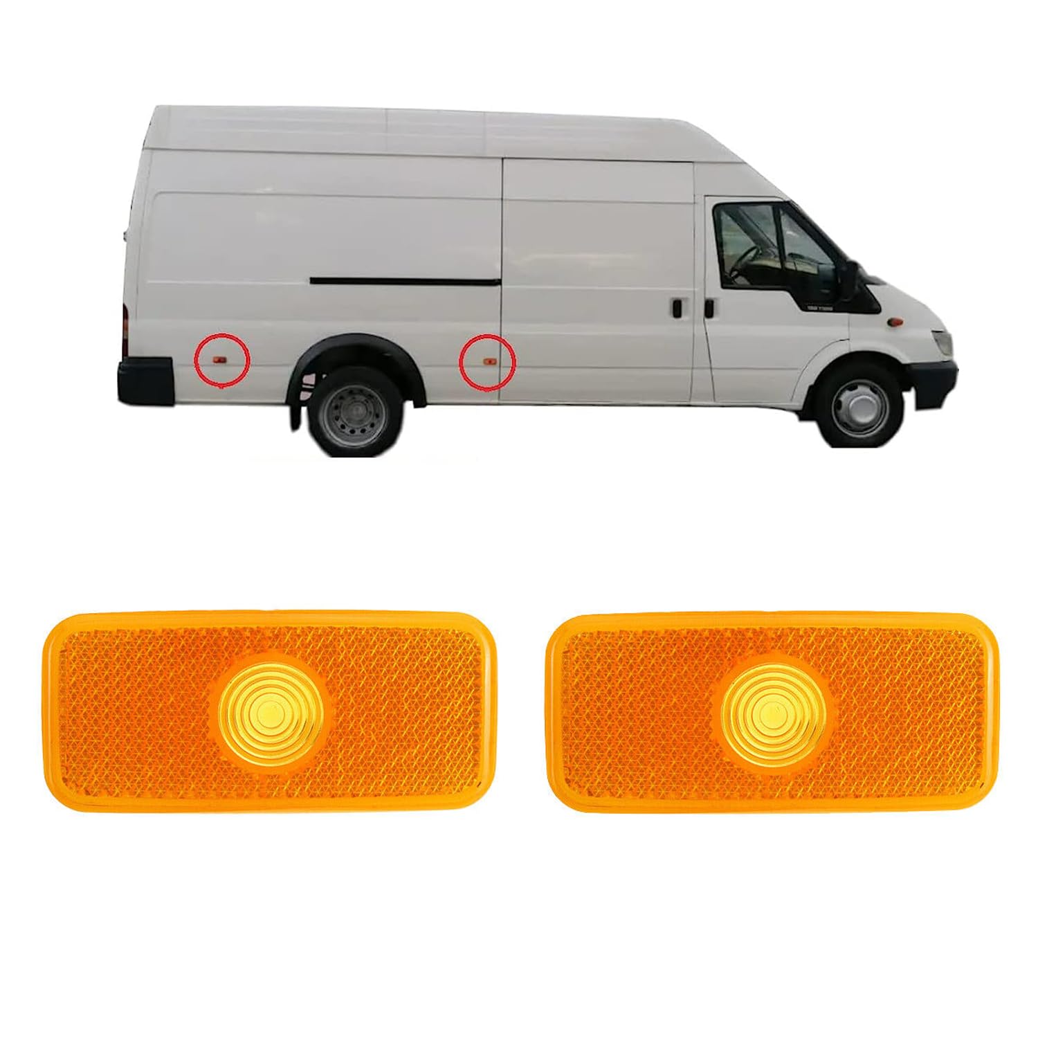 GSRECY 2x Seitenmarkierungsleuchte Reflektor Bernstein Linse Kompatibel mit 2000-2014 Ford Transit Jumbo MK6 MK7 1671689, VYC15-5034-AC von GSRECY