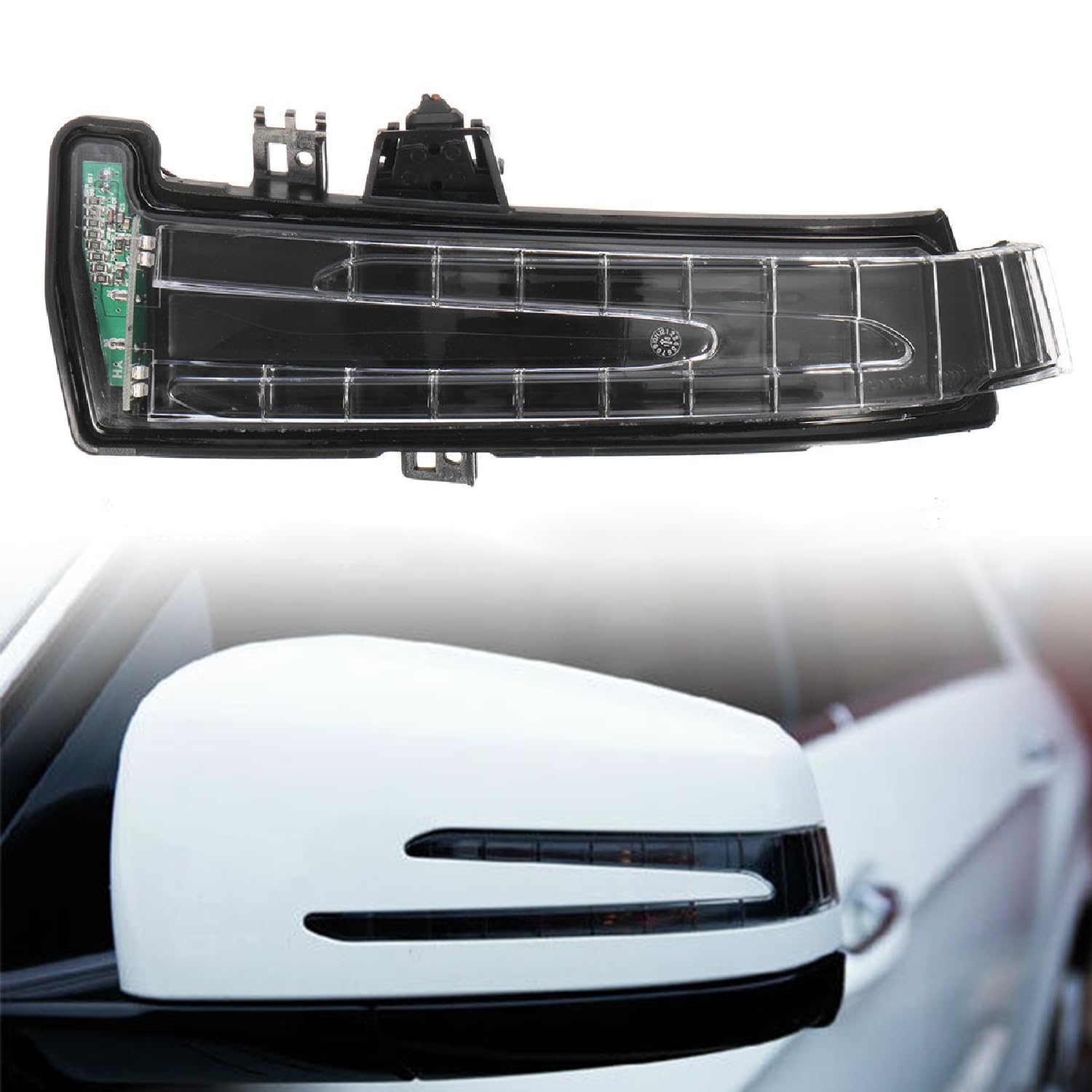 GSRECY Blinkleuchte Aussenspiegel Spiegelblinker Kompatibel mit Mercedes A B C CLA GLA GLK Klasse W204 W212 W221 W176 W246 X204 W218 LED Seitenspiegel Gelbes Marker Licht (Linke Seite) von GSRECY
