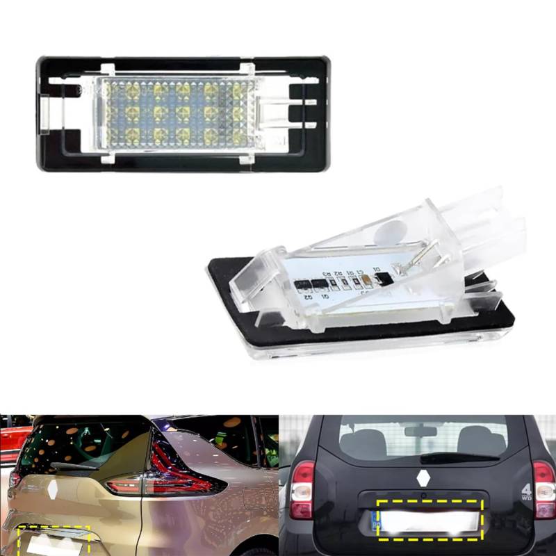 GSRECY Kennzeichenbeleuchtung kompatibel mit Dacia Duster 2010–2018, Dacia Logan II MCV, 2 Stück hintere LED-Kennzeichenleuchten mit Canbus von GSRECY