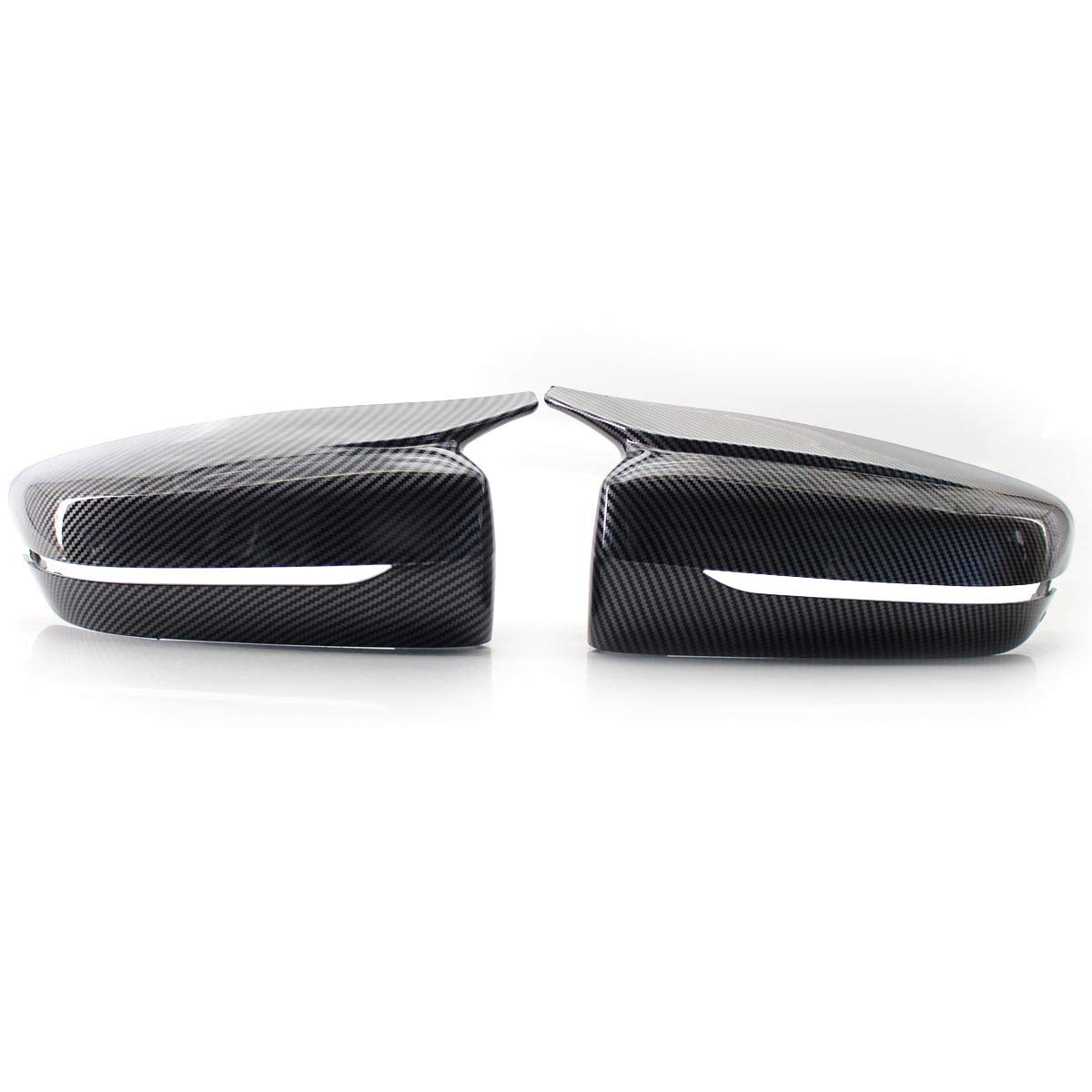 GSRECY Schwarz glänzend Seitenspiegel Abdeckkappen Kompatibel mit 2017-2020 BMW G30 G31 G20 G11 G12 M Style (Kohlefaser-Muster) von GSRECY