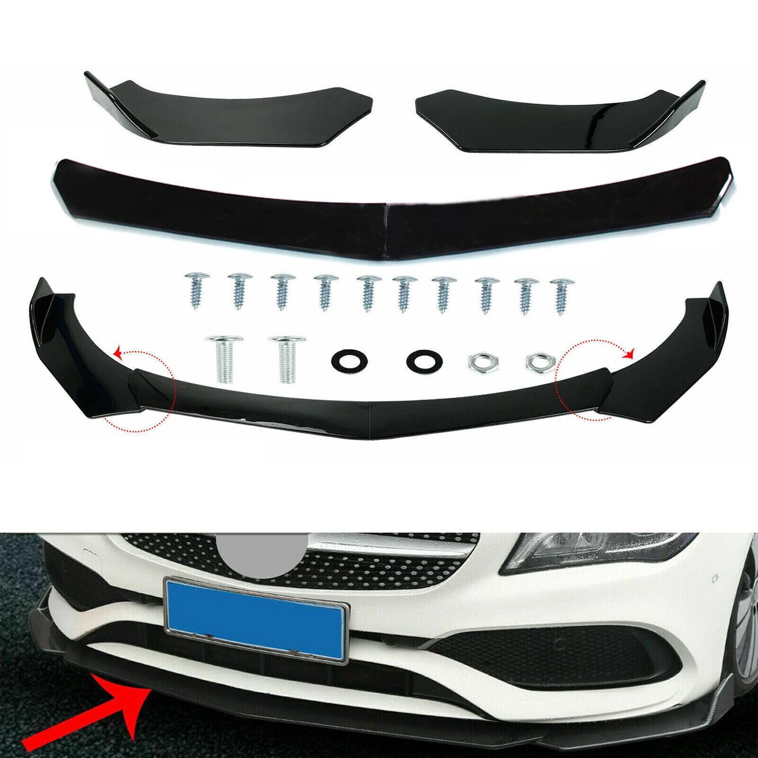 GSRECY Universal Frontstoßstange Lippe Splitter Schutz Splitter Spoiler Spoiler Schwarz glänzend GSRECY Universal Frontstoßstange Lippe Splitter Schutz Splitter Spoiler Spoiler Schwarz glänzend von GSRECY