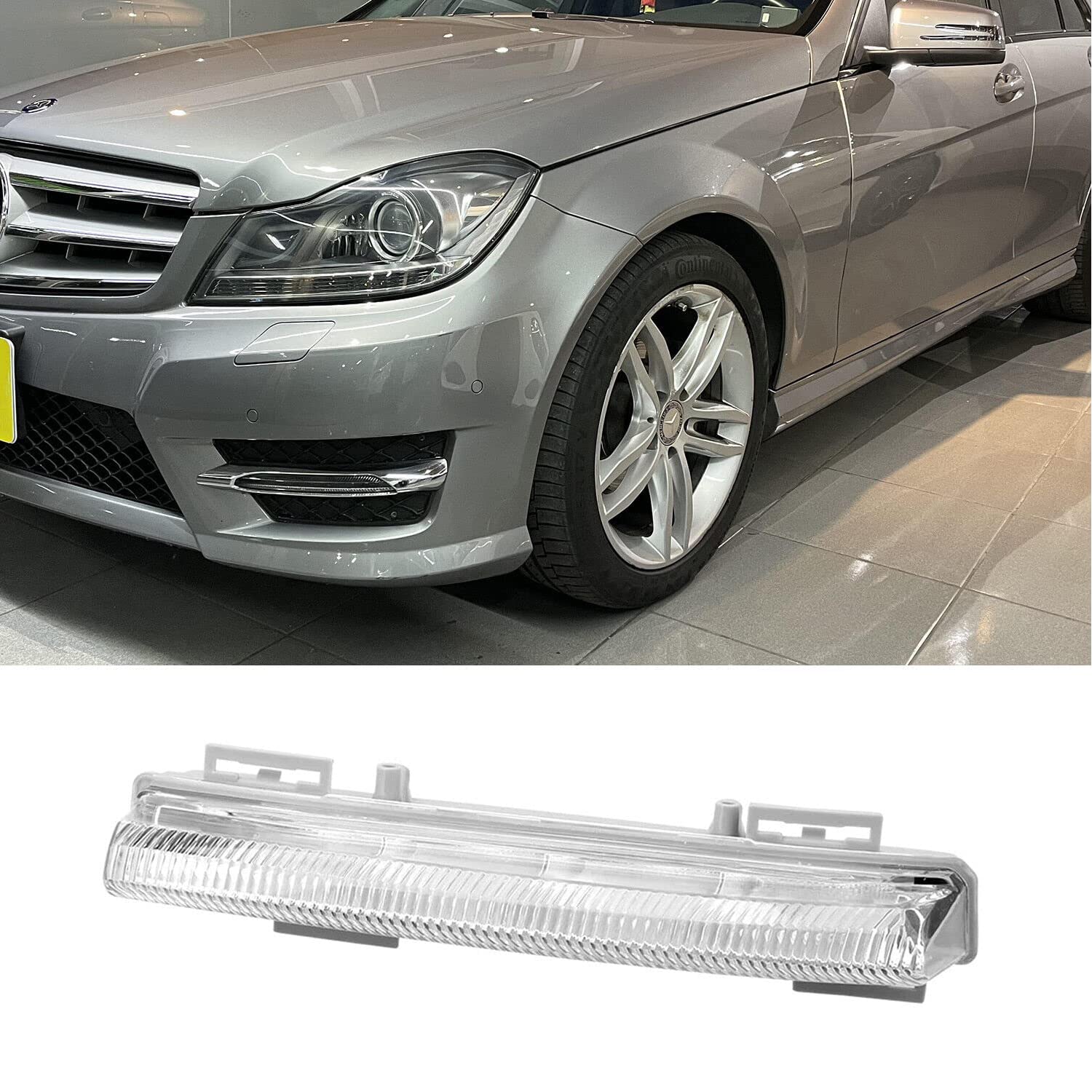 GSRECY LED Tagfahrlicht Links Rechts DRL kompatibel mit Mercedes C E Klasse SLK W204 S204 C180 C200 C220 C250 C300 C320 2007-2014 (links) von GSRECY