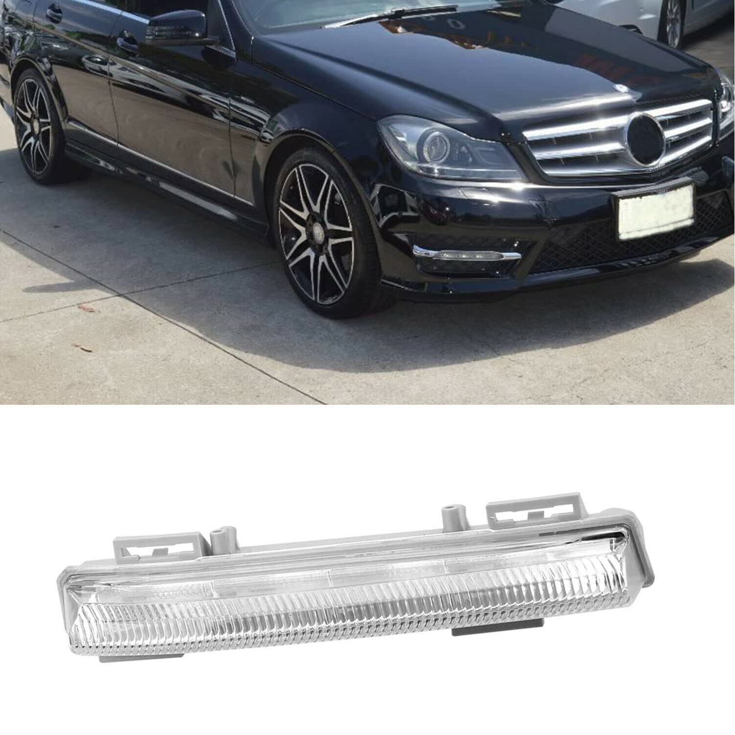 Links Rechts LED Tagfahrlicht DRL Nebelscheinwerfer Kompatibel mit Mercedes C E SLK Klasse W204 S204 C180 C200 C220 C250 C300 C320 2007-2014 (Rechts) von GSRECY