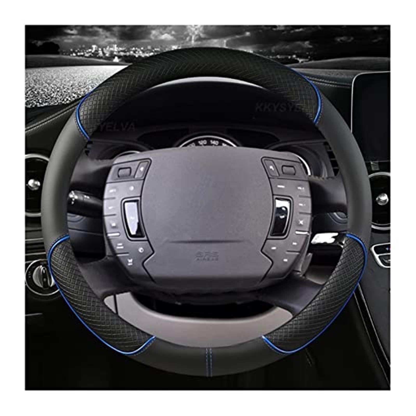 Lenkradbezug für Autos Für Citroen C1 C2 Für C3 Für C4 Für C5 C4L Für Berlingo Für C4 Für Picasso Für C5 Für AIRCROSS Auto Lenkrad Abdeckung Faser Schutz(B-O) von GTDTKGANAK