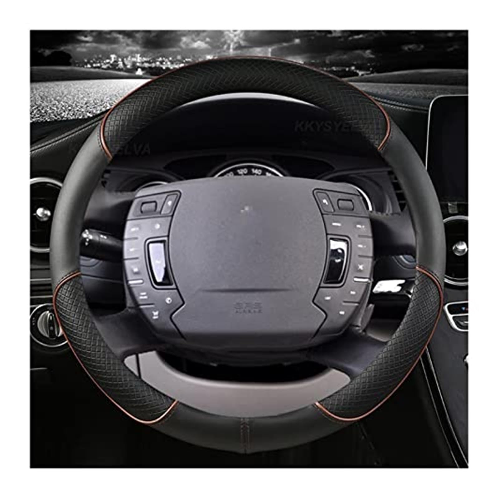 Lenkradbezug für Autos Für Citroen C1 C2 Für C3 Für C4 Für C5 C4L Für Berlingo Für C4 Für Picasso Für C5 Für AIRCROSS Auto Lenkrad Abdeckung Faser Schutz(C-O) von GTDTKGANAK