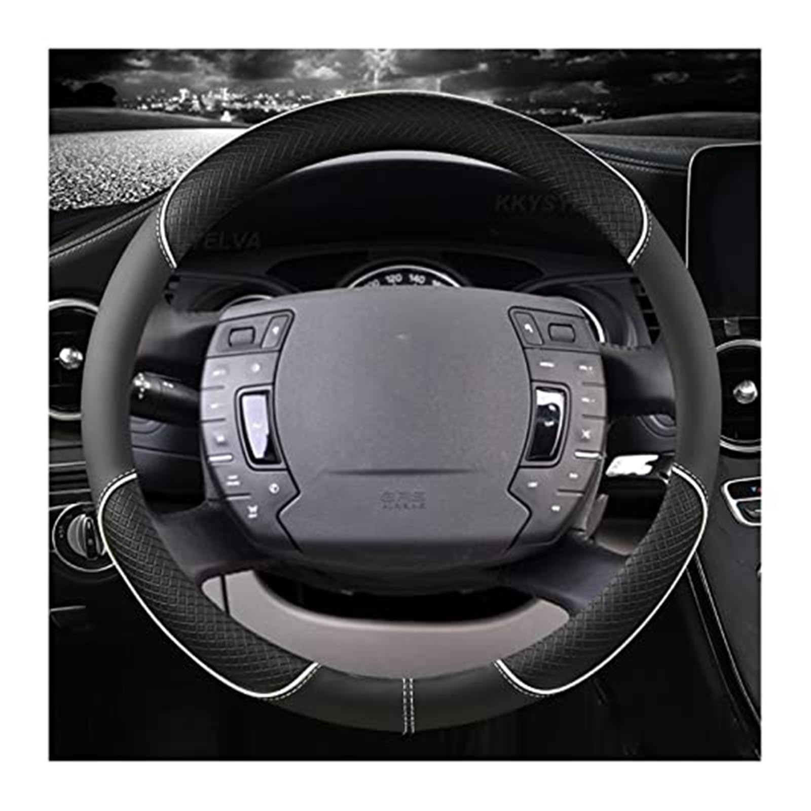Lenkradbezug für Autos Für Citroen C1 C2 Für C3 Für C4 Für C5 C4L Für Berlingo Für C4 Für Picasso Für C5 Für AIRCROSS Auto Lenkrad Abdeckung Faser Schutz(E-O) von GTDTKGANAK