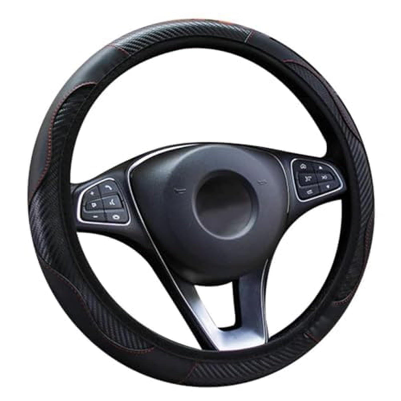 Lenkradbezug für Autos Für Citroen Für C3 Für Aircross 2017-2022 2023 2024 Carbon Faser Atmungsaktive Anti-Slip 37-39CM Auto Lenkrad Abdeckung Leder Schutz(B) von GTDTKGANAK