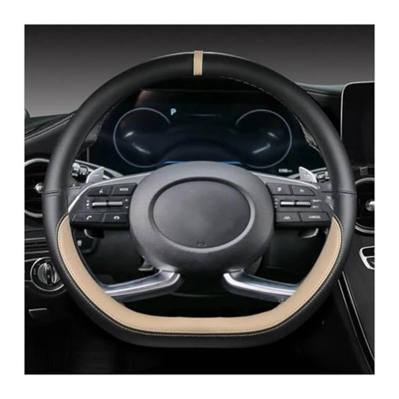 Lenkradbezug für Autos Für Hyundai Für Creta II 2021 2022 Mikrofaser Leder D Form Auto Lenkrad Abdeckung Lenkrad Abdeckung Lenkung Haube Schutz(Beige) von GTDTKGANAK