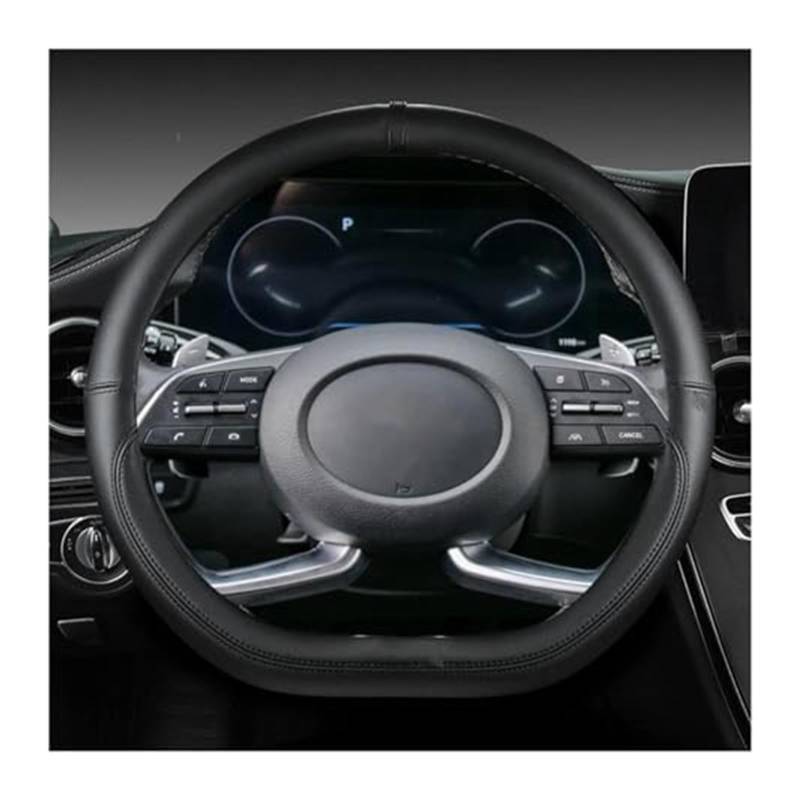 Lenkradbezug für Autos Für Hyundai Für Creta II 2021 2022 Mikrofaser Leder D Form Auto Lenkrad Abdeckung Lenkrad Abdeckung Lenkung Haube Schutz(Black) von GTDTKGANAK