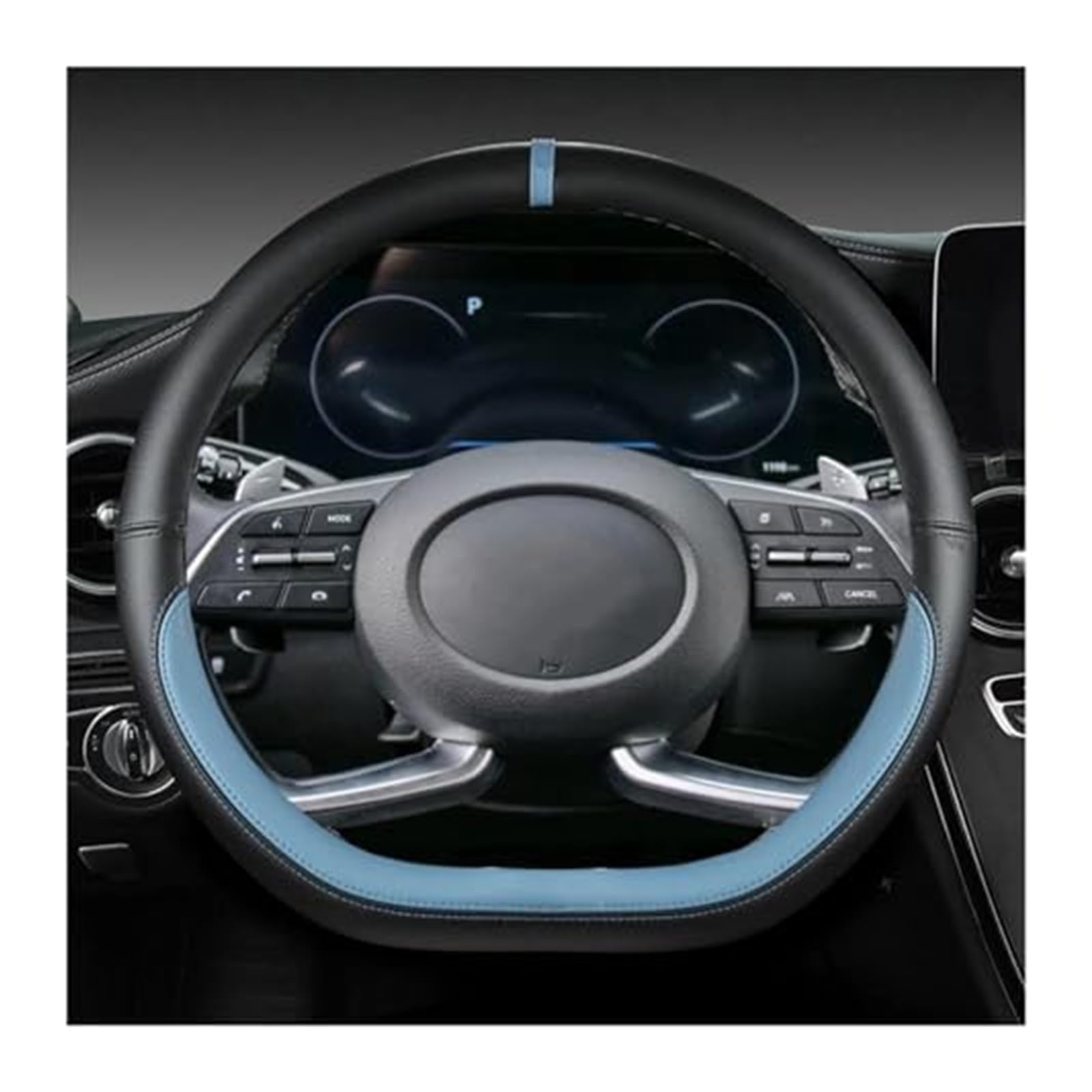 Lenkradbezug für Autos Für Hyundai Für Creta II 2021 2022 Mikrofaser Leder D Form Auto Lenkrad Abdeckung Lenkrad Abdeckung Lenkung Haube Schutz(Blue) von GTDTKGANAK