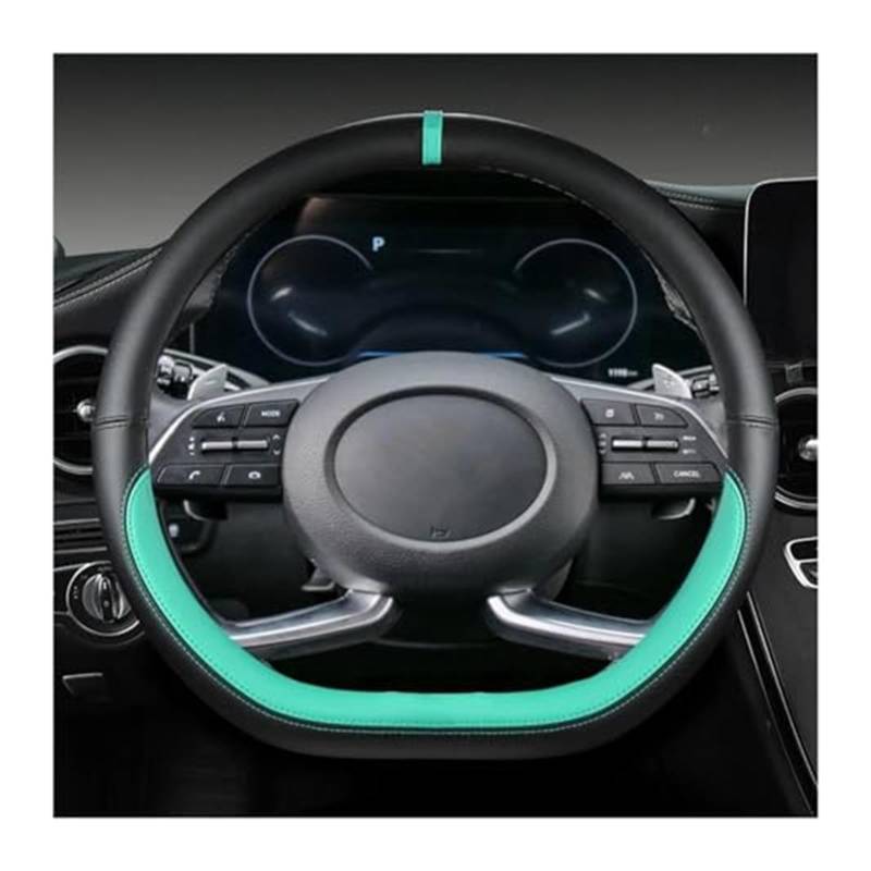 Lenkradbezug für Autos Für Hyundai Für Creta II 2021 2022 Mikrofaser Leder D Form Auto Lenkrad Abdeckung Lenkrad Abdeckung Lenkung Haube Schutz(Green) von GTDTKGANAK