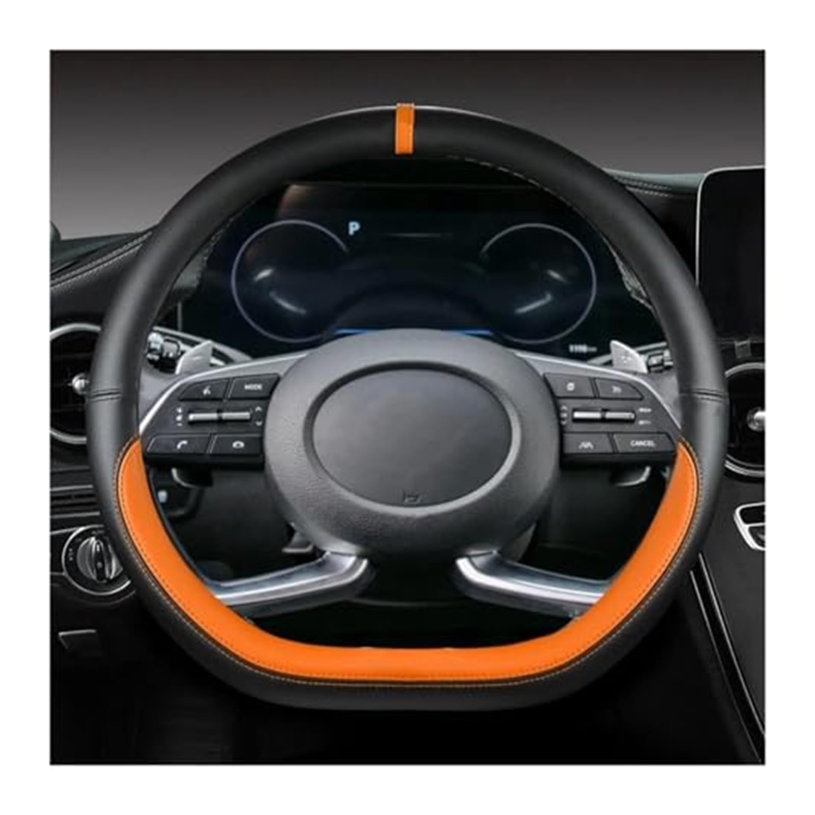 Lenkradbezug für Autos Für Hyundai Für Creta II 2021 2022 Mikrofaser Leder D Form Auto Lenkrad Abdeckung Lenkrad Abdeckung Lenkung Haube Schutz(Orage) von GTDTKGANAK