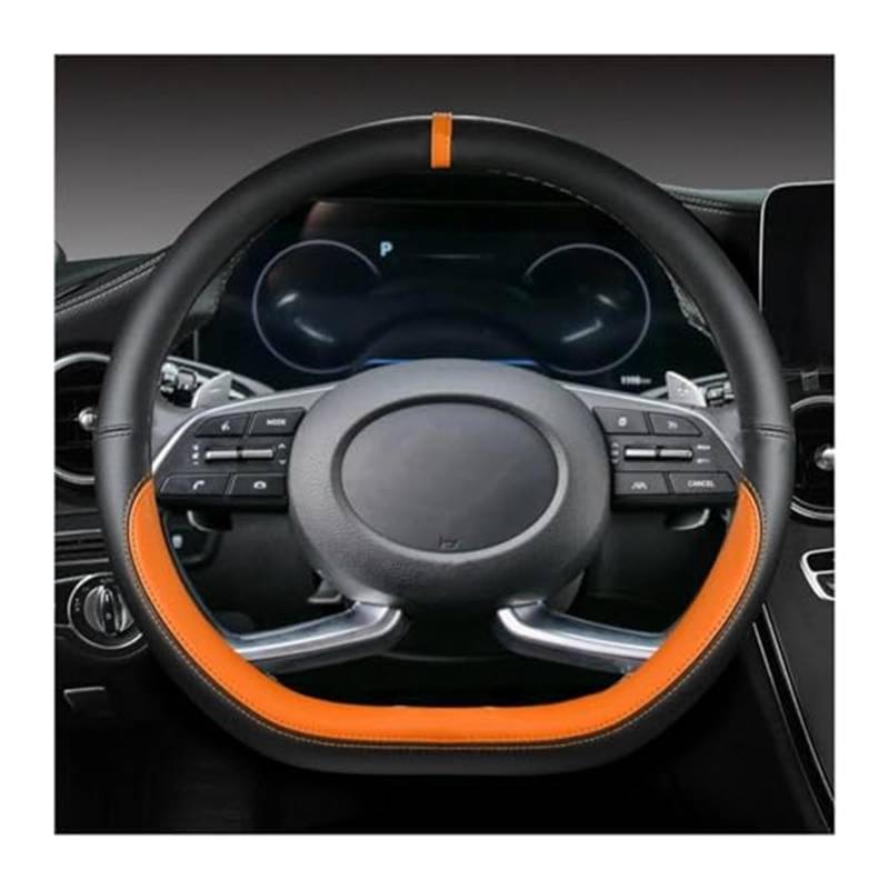Lenkradbezug für Autos Für Hyundai Für Creta II 2021 2022 Mikrofaser Leder D Form Auto Lenkrad Abdeckung Lenkrad Abdeckung Lenkung Haube Schutz(Orage) von GTDTKGANAK