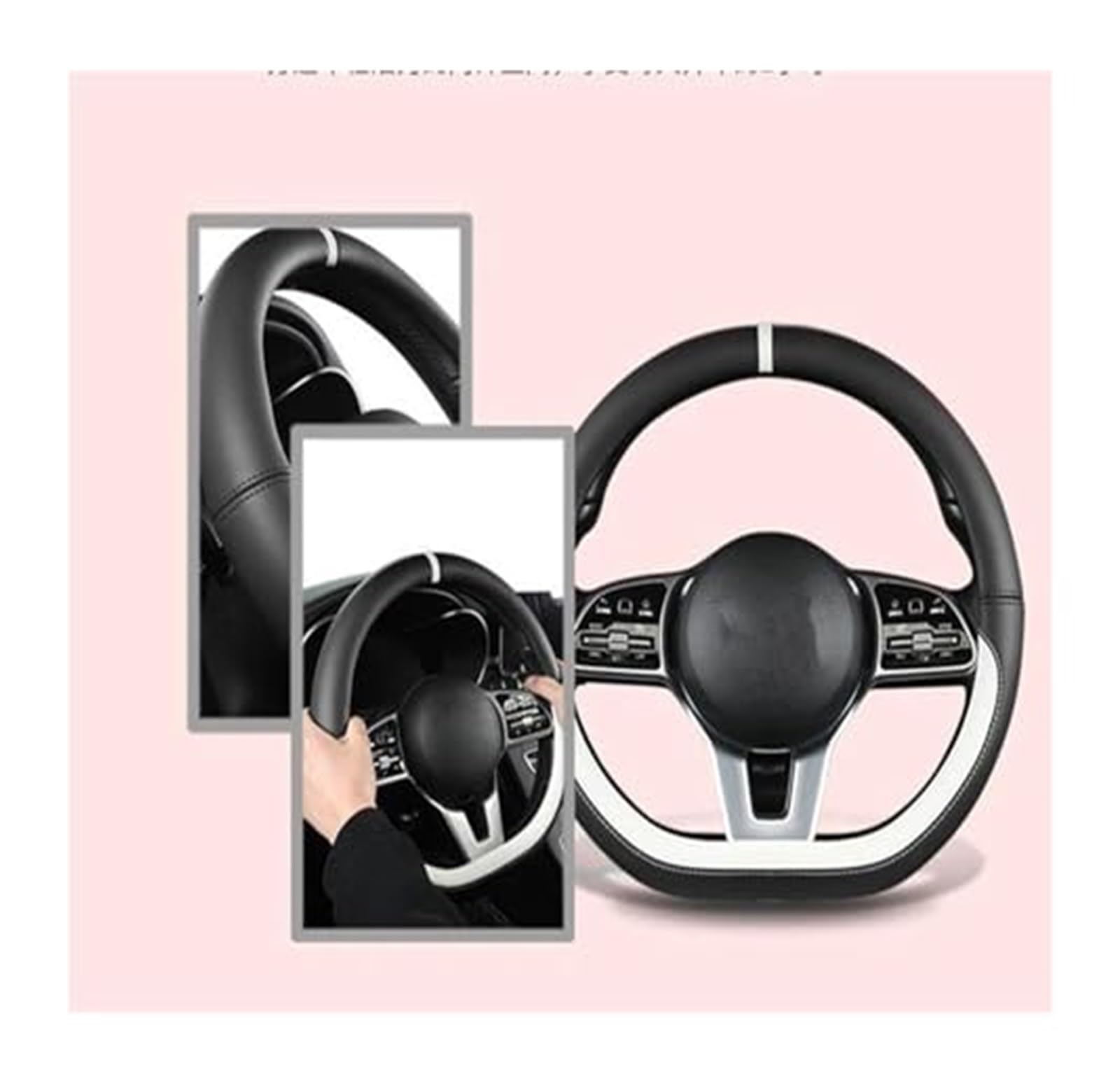 Lenkradbezug für Autos Für Hyundai Für Creta II 2021 2022 Mikrofaser Leder D Form Auto Lenkrad Abdeckung Lenkrad Abdeckung Lenkung Haube Schutz(PINK) von GTDTKGANAK