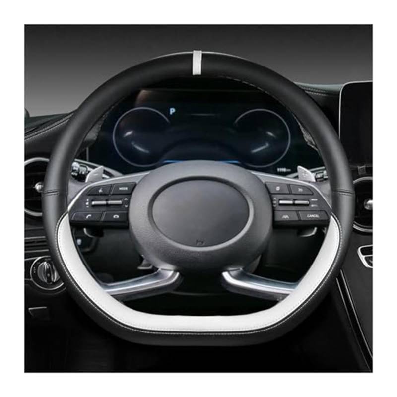 Lenkradbezug für Autos Für Hyundai Für Creta II 2021 2022 Mikrofaser Leder D Form Auto Lenkrad Abdeckung Lenkrad Abdeckung Lenkung Haube Schutz(White) von GTDTKGANAK