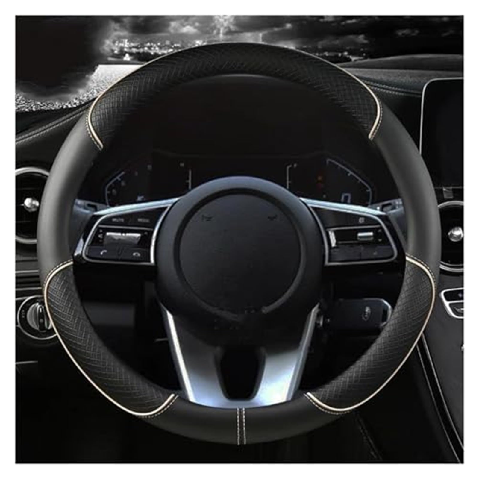 Lenkradbezug für Autos Für Kia Für Ceed Für Sportage Für Picanto Für Cerato O Form D Form PU Leder Lenkung Haube Lenkrad schutzhülle Schutz(2 O Shape) von GTDTKGANAK