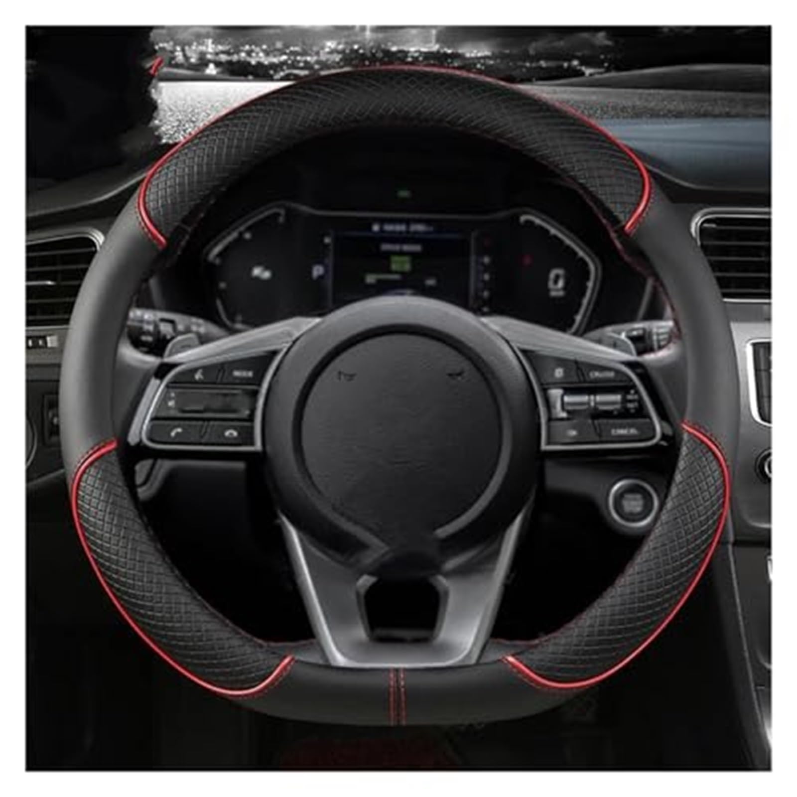 Lenkradbezug für Autos Für Kia Für Ceed Für Sportage Für Picanto Für Cerato O Form D Form PU Leder Lenkung Haube Lenkrad schutzhülle Schutz(7 D Shape) von GTDTKGANAK