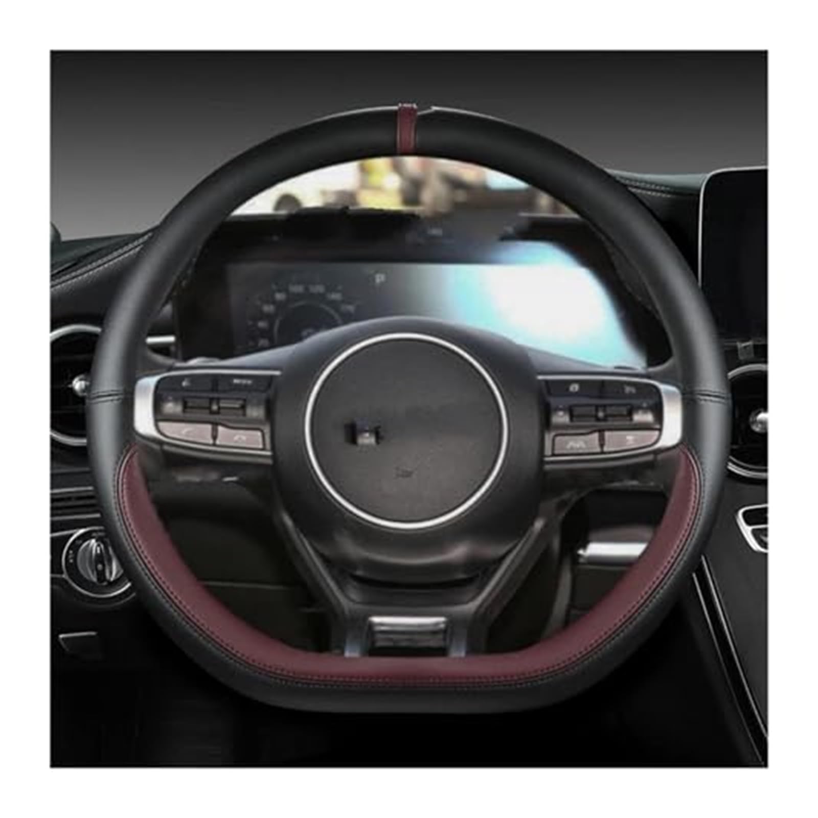 Lenkradbezug für Autos Für Kia Für Sportage Für 5 Für GT-Linie 2021 2022 Für Sportage 2022 2023 Mikrofaser Leder D Form Auto Lenkrad Abdeckung Schutz(9) von GTDTKGANAK